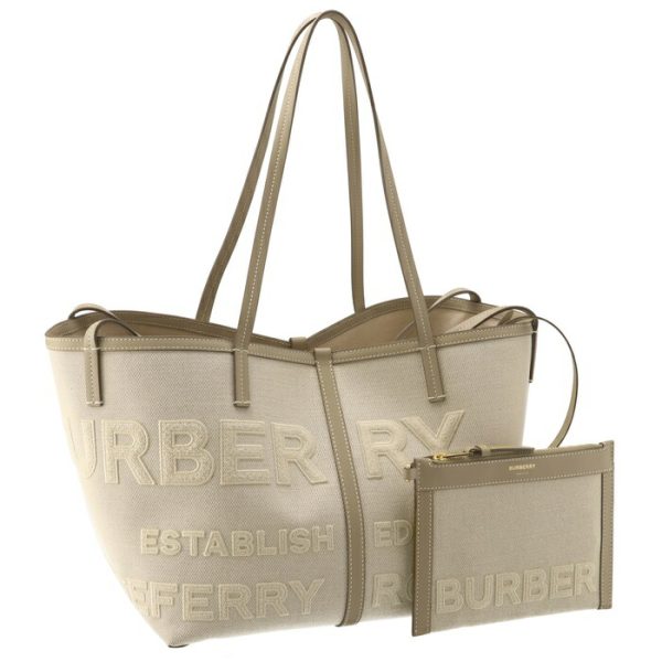 8043104 BURBERRY Canvas Tote Bag Horseferry Biege