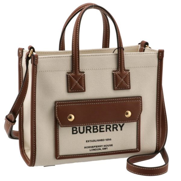 8044143 BURBERRY Flare Bag Mini Canvas Leather Tan