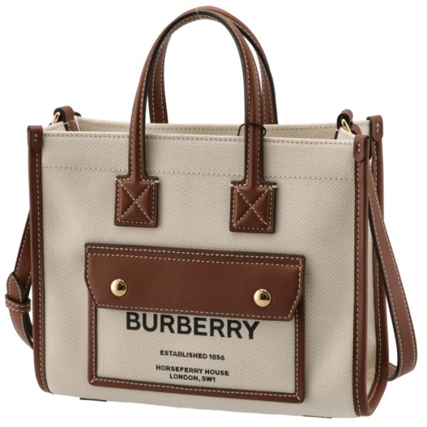 8044143 1 BURBERRY Flare Bag Mini Canvas Leather Tan