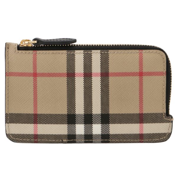 8049259 1 BURBERRY Mini Wallet Card Holder Vintage Check BeigeBlack