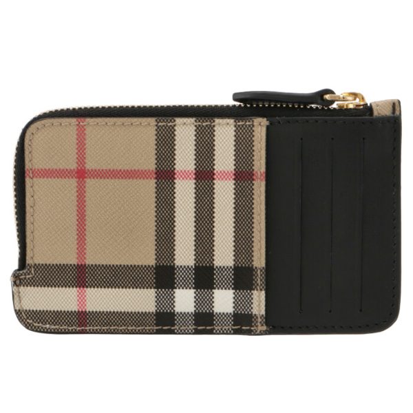 8049259 2 BURBERRY Mini Wallet Card Holder Vintage Check BeigeBlack