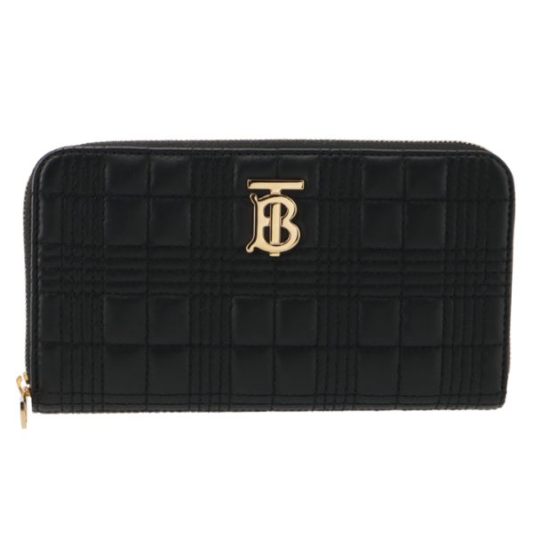 8049285 1 BURBERRY Round Zip Wallet Lola Quilted Black