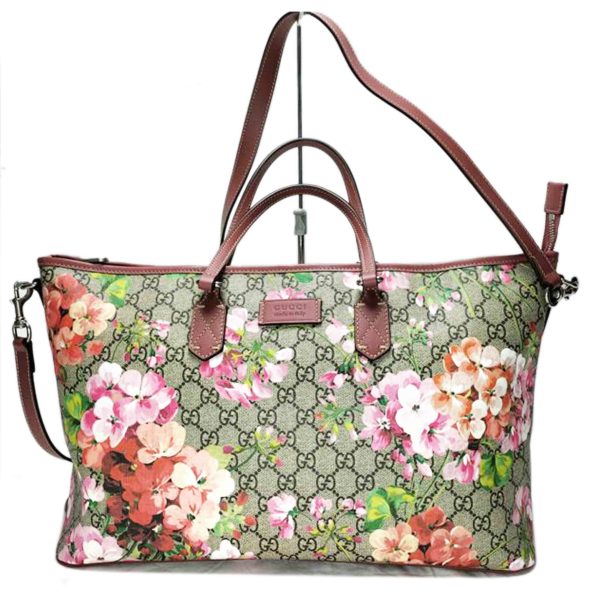 80501 1 Gucci GG Blooms Rose Floral Print 2Way Shoulder Bag Beige