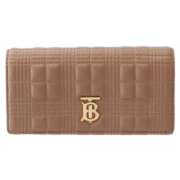 8054377 1 BURBERRY Long Wallet Quilted Lambskin Beige