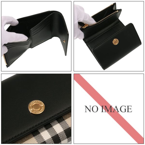 8057976 a1189 3 BURBERRY LANCASTER Check Leather Folding Mini Wallet Black