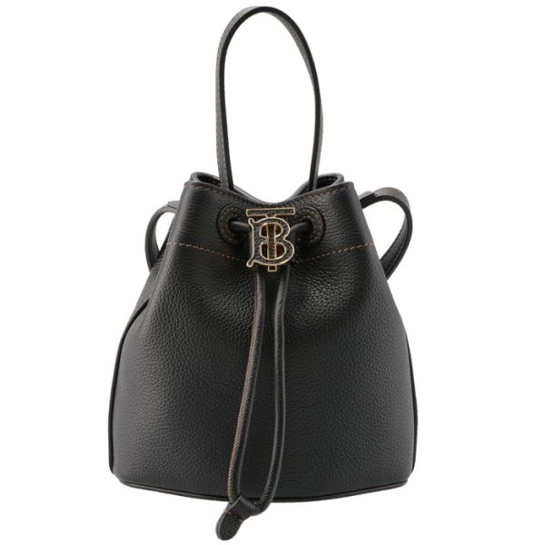 8066182 1 BURBERRY Mini TB Drawstring Bucket Bag Black