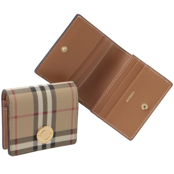 8070417 BURBERRY Wallet Bifold Check Small Folding Wallet Beige