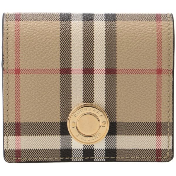 8070417 1 BURBERRY Wallet Bifold Check Small Folding Wallet Beige