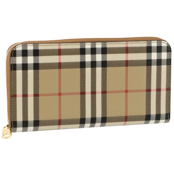 8070598 BURBERRY Vintage Check Long Wallet Round Zip Black