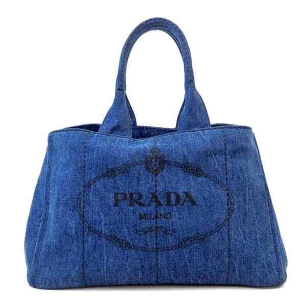 80763 1 PRADA Prada Kanapa Denim Tote Bag Black