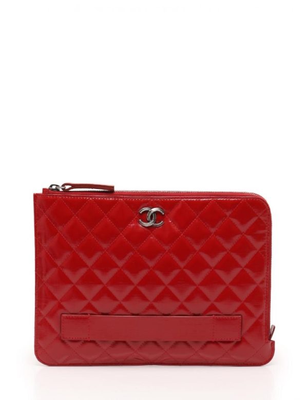 808053002058 1 Chanel Matelasse Clutch Bag Enamel Red