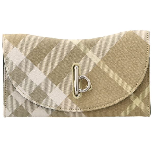 8081786 1 BURBERRY Rocking Horse Long Wallet Bifold Check Beige