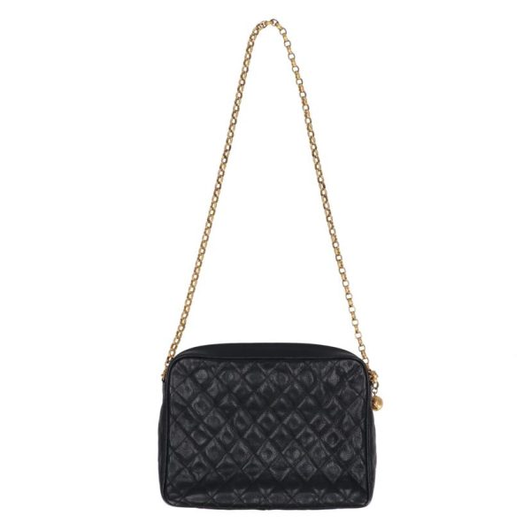 81003 2 Chanel Chain Shoulder Bag Ball Charm Black