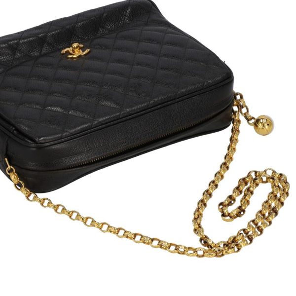 81003 4 Chanel Chain Shoulder Bag Ball Charm Black