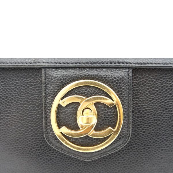 81010 6 Chanel Caviar Skin Circle Vanity Bag Black