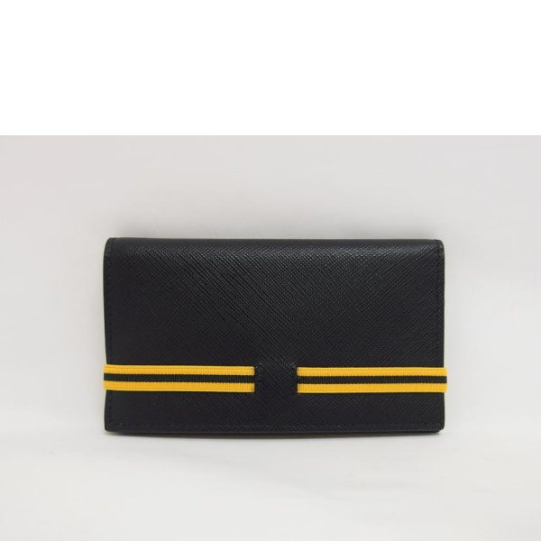 81054 2 Prada Compact Wallet Black x Yellow