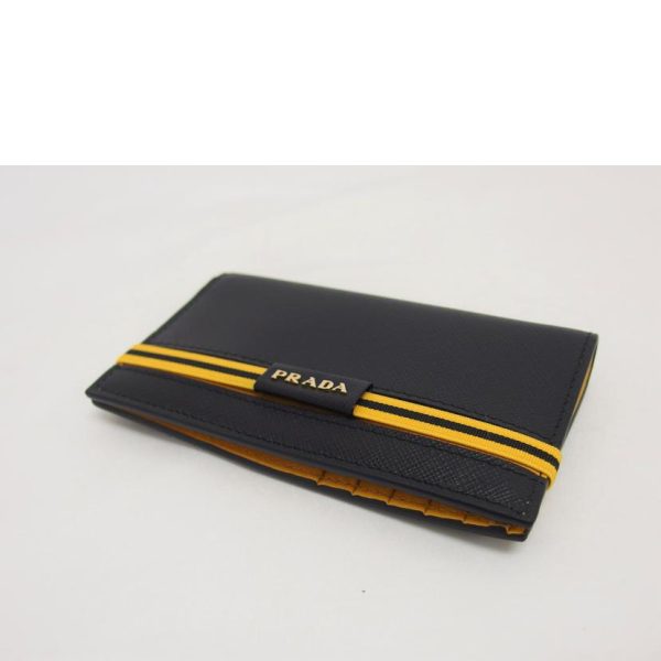 81054 3 Prada Compact Wallet Black x Yellow