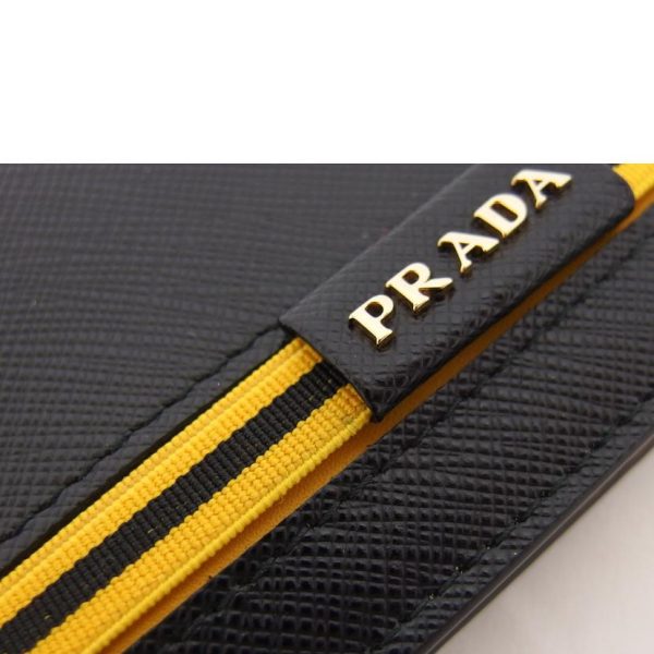 81054 6 Prada Compact Wallet Black x Yellow