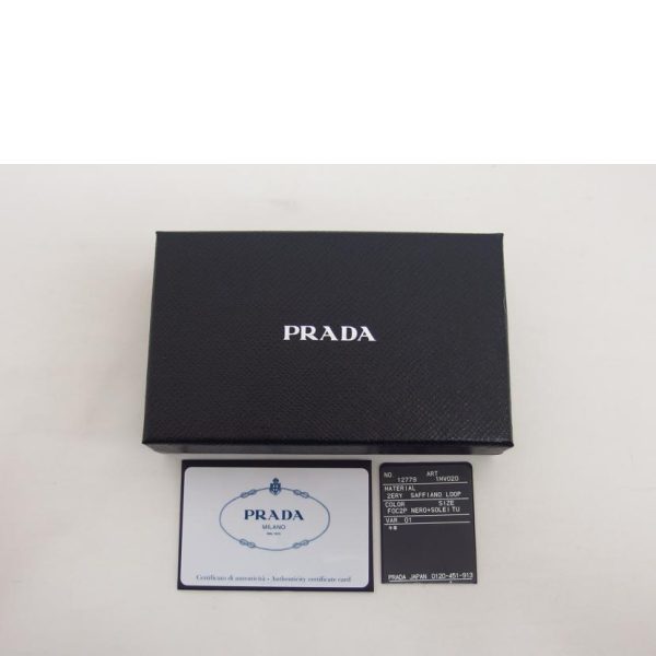 81054 7 Prada Compact Wallet Black x Yellow