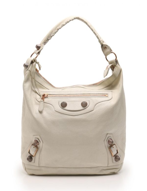 811091007127 1 Balenciaga The Giant Day Leather Shoulder Bag Ivory