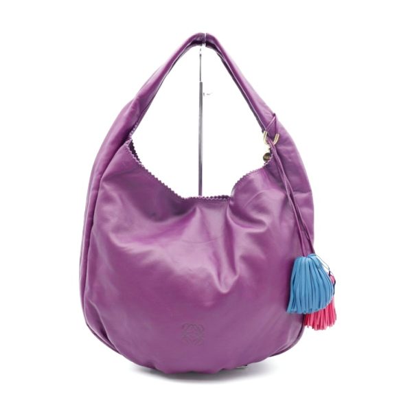 811123002115 1 Loewe Viento Leather Shoulder Bag Purple