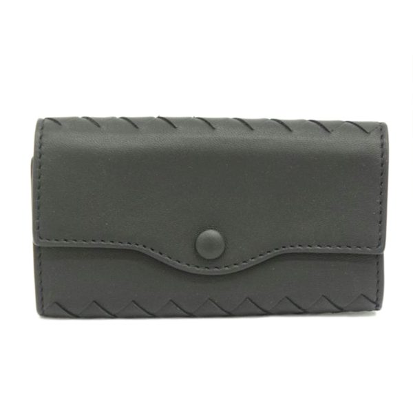 81124 1 Bottega Veneta Intrecciato 6 Key Case Black