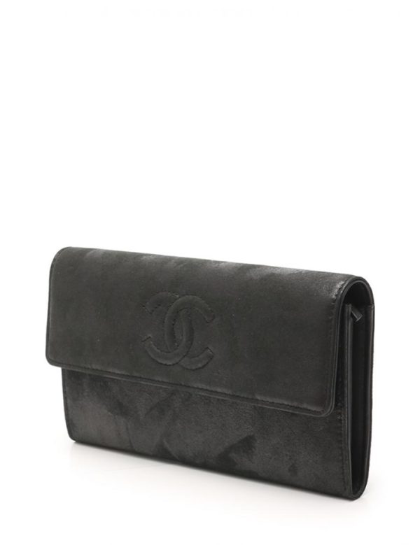 812123007183 2 Chanel Long Wallet Leather Black Here Mark