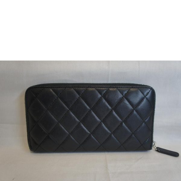 81223 2 Chanel Matelasse Lambskin Round Zipper Black