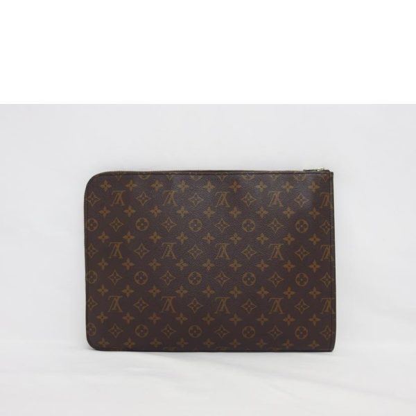 81351 2 Louis Vuitton Poche Document Business Bag Monogram Brown