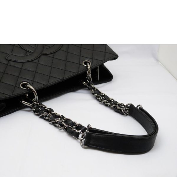 81363 4 Chanel Wild Stitch Coco Mark Chain Tote Bag Black