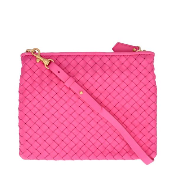 81454 1 Bottega Veneta Intrecciato Leather Shoulder Bag Pink