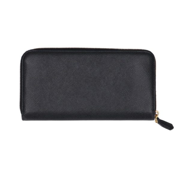 81524 2 Prada Saffiano Round Zipper Long Wallet Black