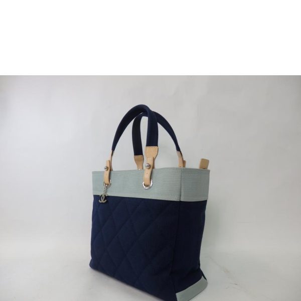 81643 3 Chanel Paris Biarritz Tote Bag MM Navy x Light Blue