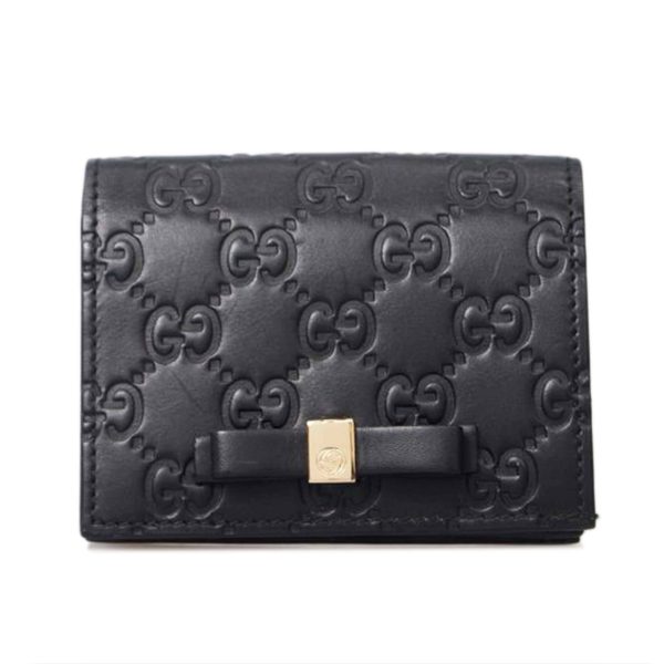 81653 1 Gucci Guccissima Leather Card Case Black