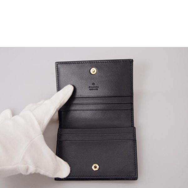 81653 4 Gucci Guccissima Leather Card Case Black