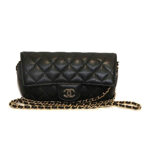 81735 1 Chanel Matelasse Chain Eyewear Case Bag Black