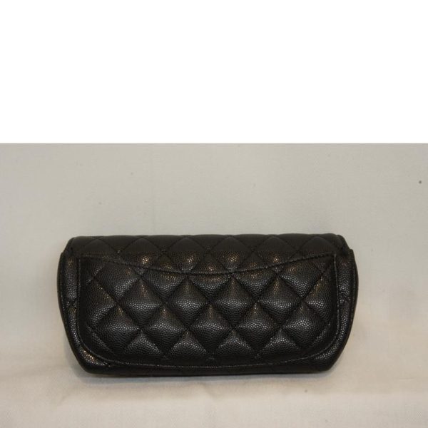 81735 2 Chanel Matelasse Chain Eyewear Case Bag Black