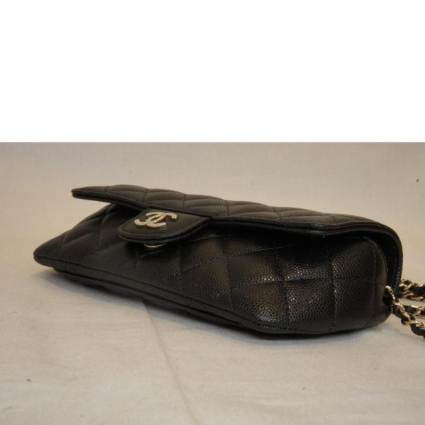 81735 3 Chanel Matelasse Chain Eyewear Case Bag Black