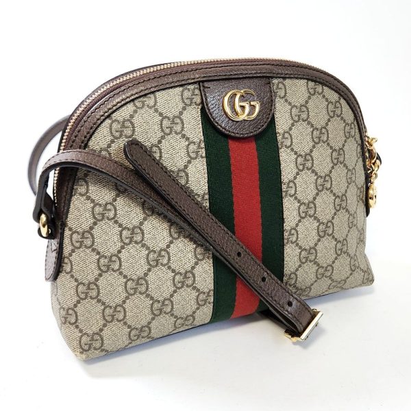 818 1 Gucci Ophidia Shoulder Bag GG Supreme Canvas Beige Dark Brown