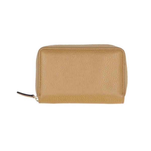 81843 1 Gucci Round Zipper Bifold Wallet Leather Beige