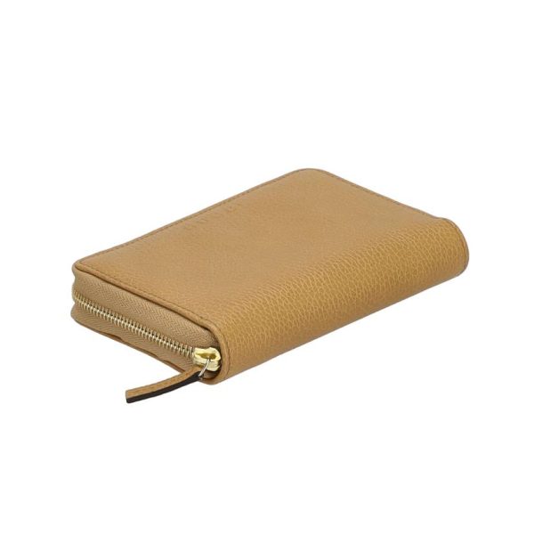 81843 5 Gucci Round Zipper Bifold Wallet Leather Beige