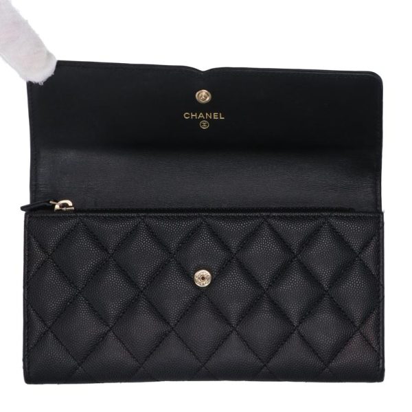 82047 3 Chanel CC Filigree Caviar Skin Long Wallet