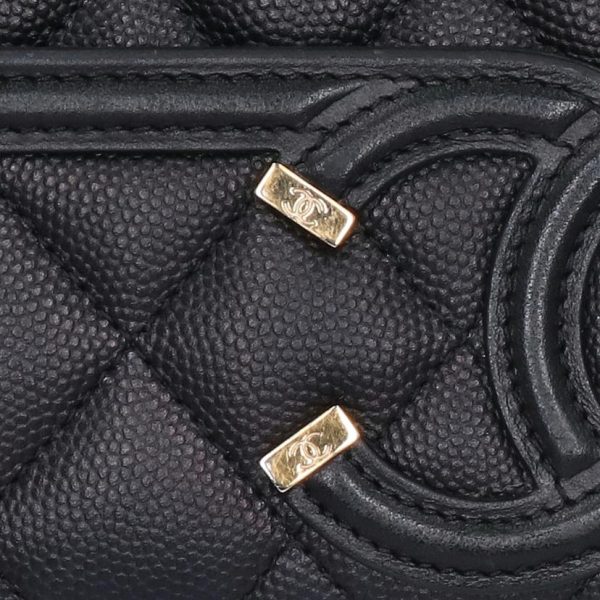 82047 9 Chanel CC Filigree Caviar Skin Long Wallet