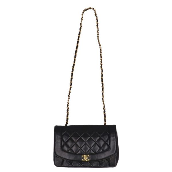 82260 1 Chanel Matelasse Diana Chain Shoulder Bag Black