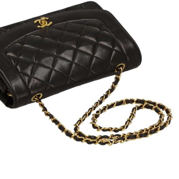 82260 4 Chanel Matelasse Diana Chain Shoulder Bag Black