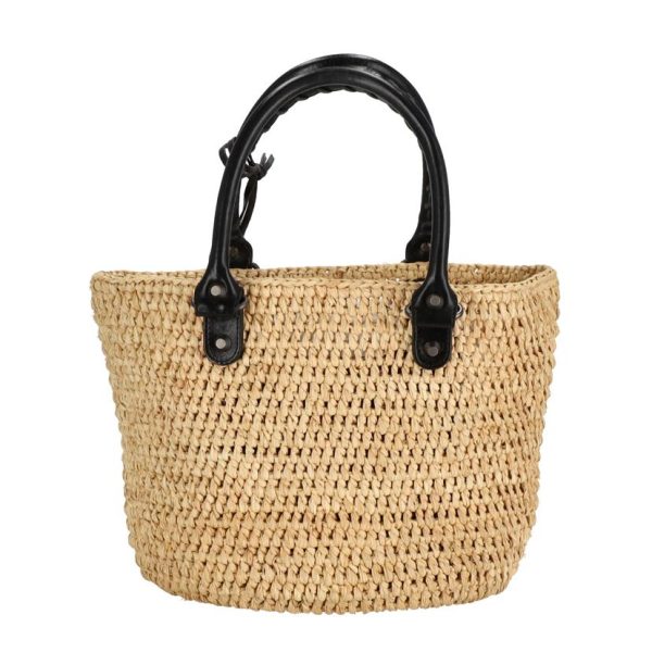 82464 2 Balenciaga Raffia Pannier XS Basket Bag