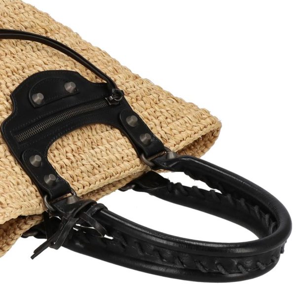 82464 4 Balenciaga Raffia Pannier XS Basket Bag