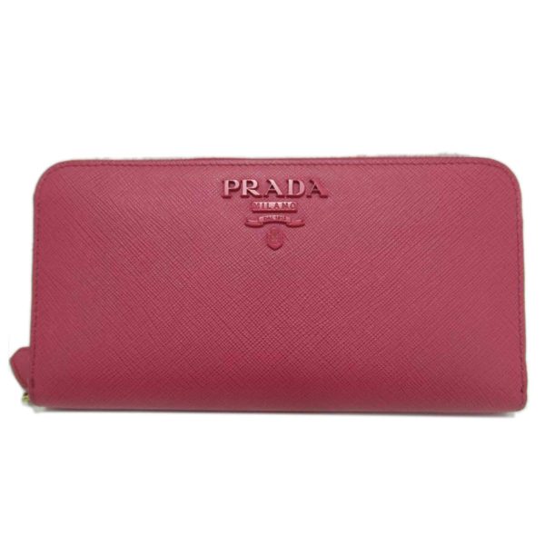 82679 1 Prada Saffiano Round Zipper Long Wallet Black