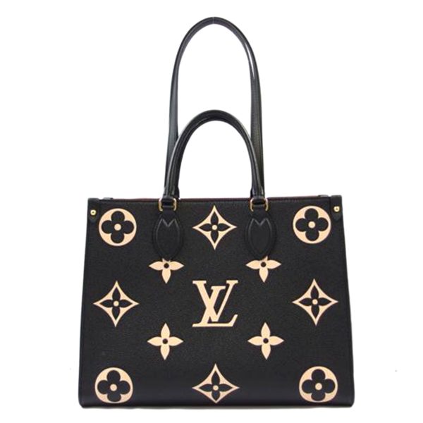 82740 1 Louis Vuitton On the Go MM Tote Bag Empreinte Black Beige