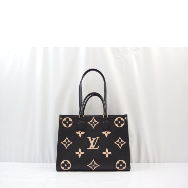 82740 2 Louis Vuitton On the Go MM Tote Bag Empreinte Black Beige